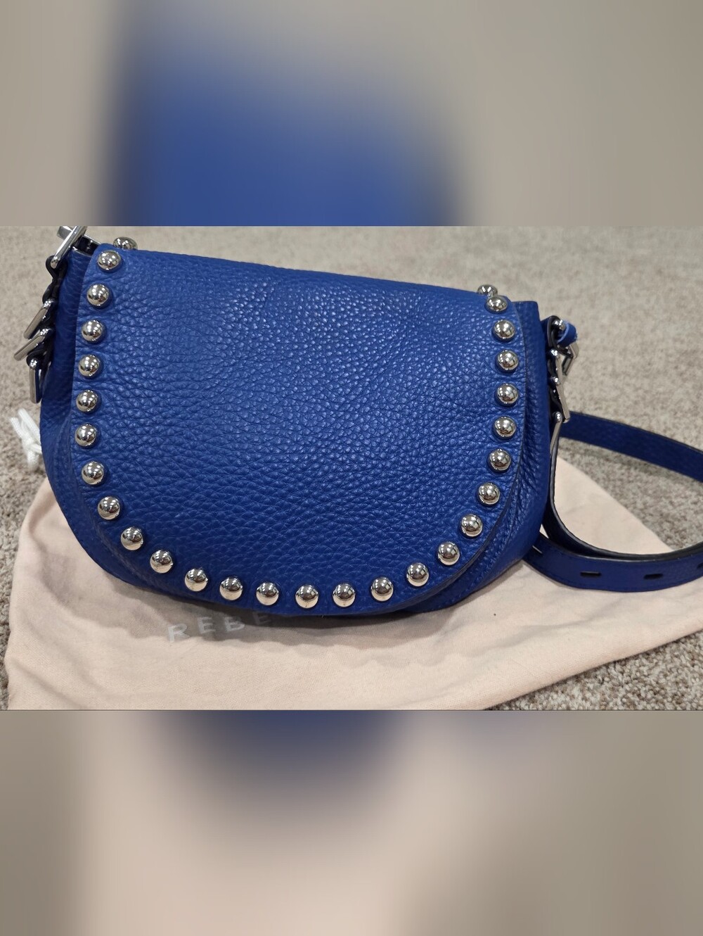 Rebecca Minkoff Royal Blue Pebbled Leather Unli Ed Saddle Bag. - Picture 2 of 8